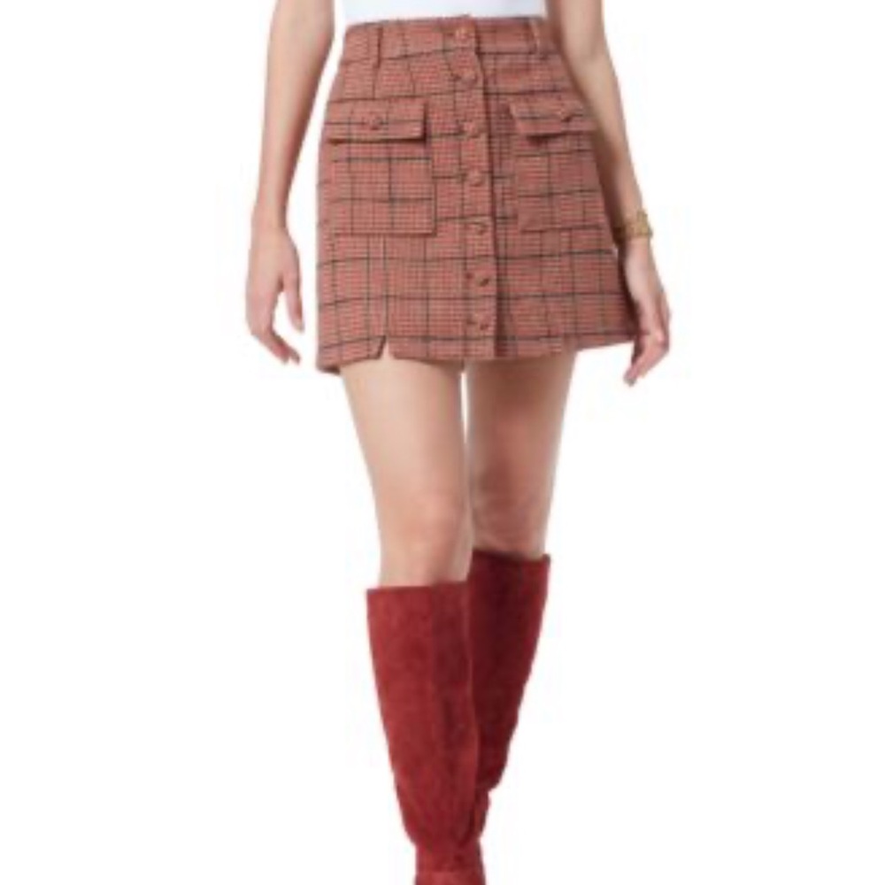 Sam edelman Cara plaid a line button front mini skirt size large